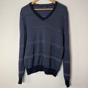 Brooks Brothers Blue Striped V-Neck Cotton Blend Sweater Men’s Medium Office